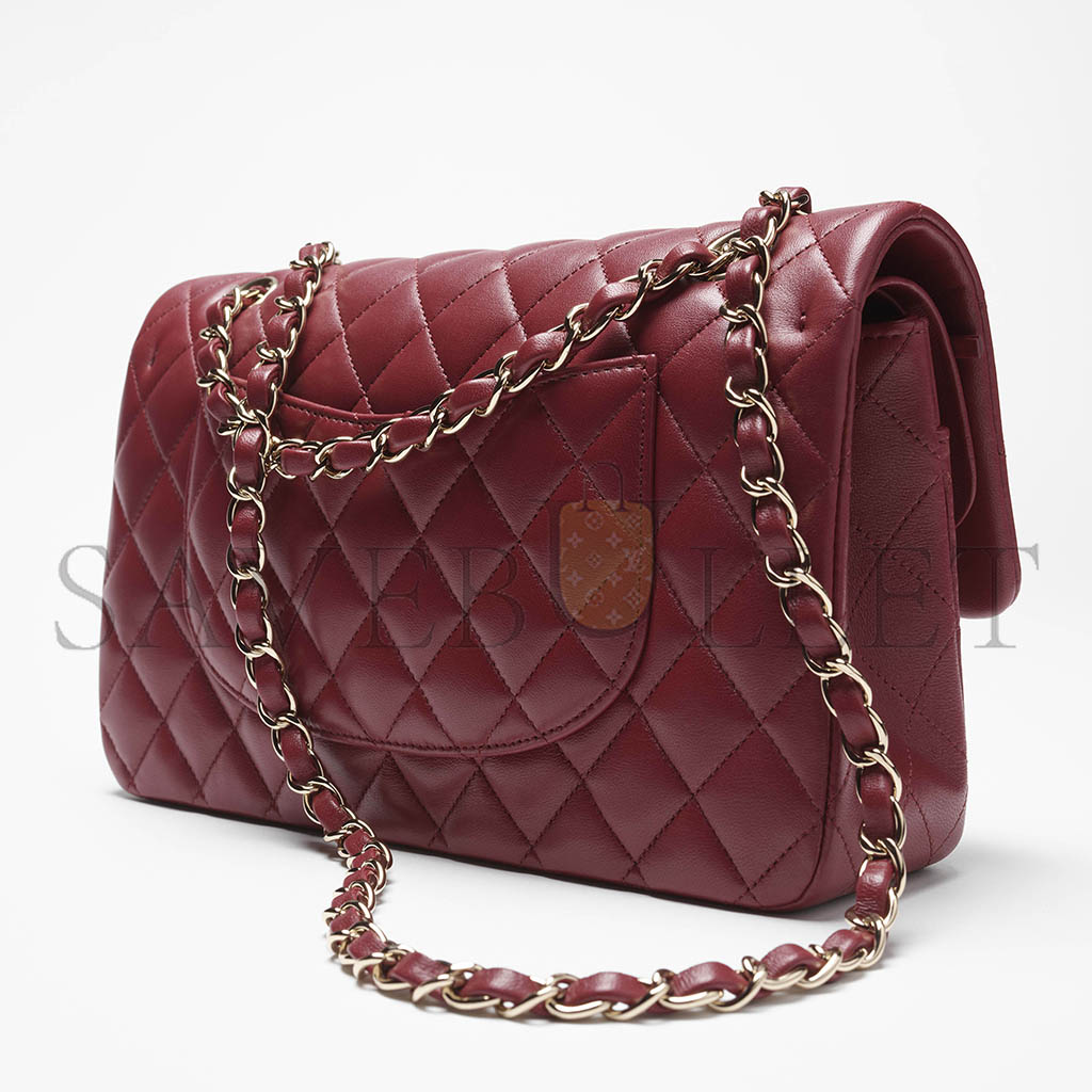 CHANEL CLASSIC 11.12 HANDBAG LAMBSKIN & GOLD-TONE METAL BURGUNDY A01112 (25.5*15.5*6.5cm) CHANEL CLASSIC 11.12 HANDBAG LAMBSKIN & GOLD-TONE METAL BURGUNDY A01112 (25.5*15.5*6.5cm)